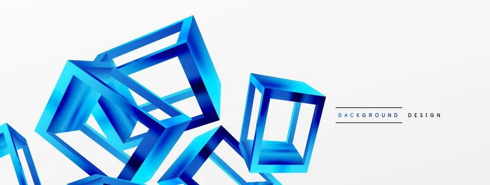 3D cube shapes vector geometric background. Trendy techno business template for 스톡 일러스트