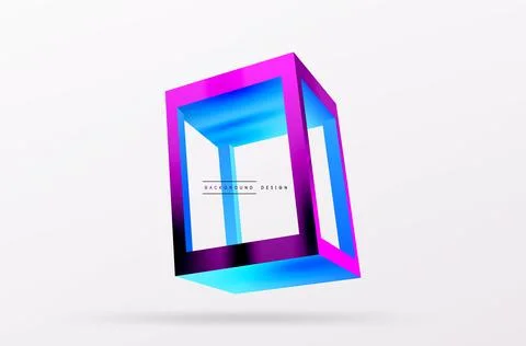 3D cube shapes vector geometric background. Trendy techno business template for 스톡 일러스트
