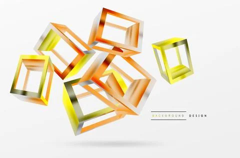 3D cube shapes vector geometric background. Trendy techno business template for Stock Illustration