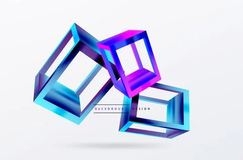 3D cube shapes vector geometric background. Trendy techno business template for Illustrazione stock