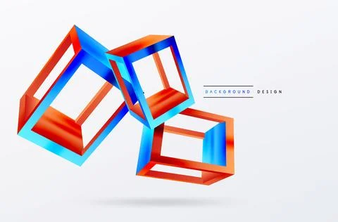 3D cube shapes vector geometric background. Trendy techno business template for Stock Illustration