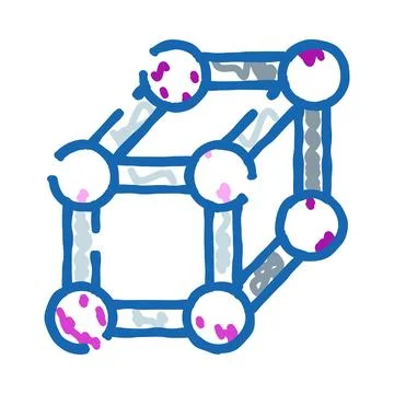 3d cube structure icon connecting nodes and edges Illustrazione stock