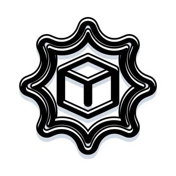 3d cube symbol inside decorative frame icon Stock Illustration