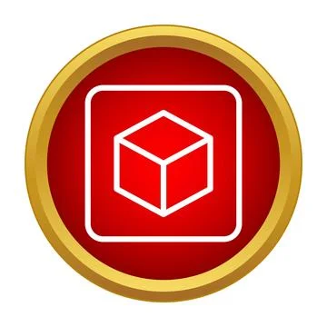 3d cube symbol inside red rounded square button イラスト素材