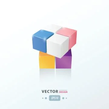 3D Cube Toy Game   pink, blue, orange, Purple color Stock Illustration