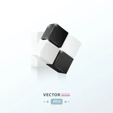 3D Cube twist  black and white Illustrazione stock