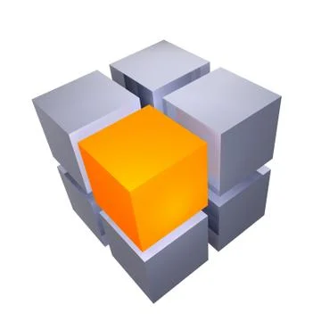 3D cube with unique segment. Concept illustration. Stock Illustration