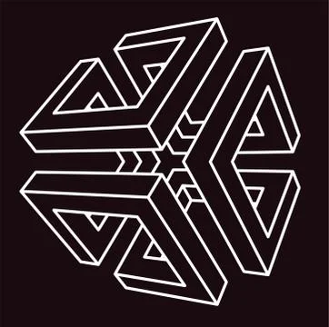 3D Cube Vector Line art with black background Stock Illustration