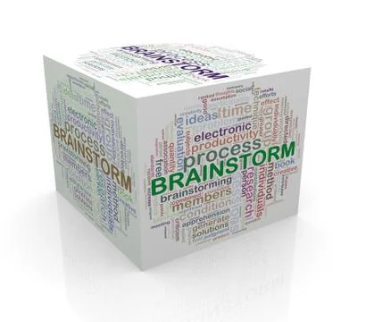 3d cube word tags wordcloud of brainstorm Stock Illustration