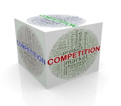 3d cube word tags wordcloud of competition Stock Illustration