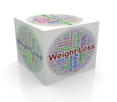 3d cube word tags wordcloud of weight loss Stock Illustration
