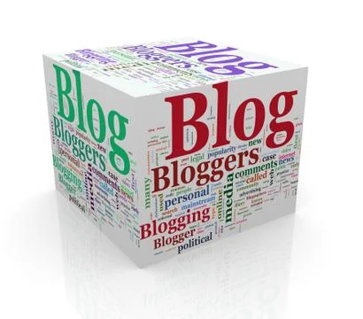 3d cube word tags wordcloud of blog Stock Illustration