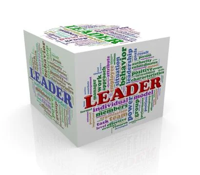 3d cube word tags wordcloud of leader Stock Illustration
