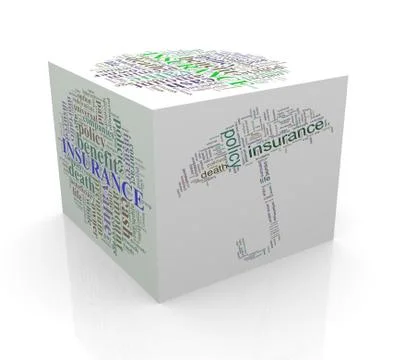 3d cube word tags wordcloud of life insurance Stock Illustration
