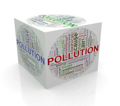 3d cube word tags wordcloud of pollution Stock Illustration