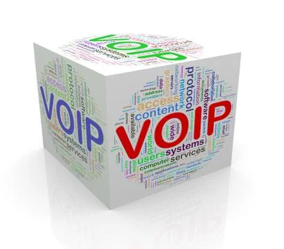 3d cube word tags wordcloud of voip Stock Illustration