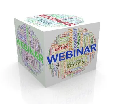 3d cube word tags wordcloud of webinar Stock Illustration