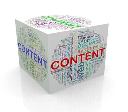 3d cube word tags wordcloud of content Stock Illustration
