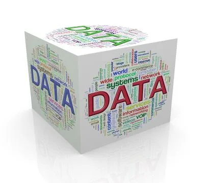 3d cube word tags wordcloud of data Stock Illustration