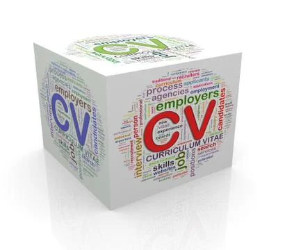 3d cube word tags wordcloud of cv Stock Illustration