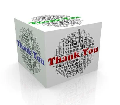 3d cube word tags wordcloud of thanks Stock Illustration