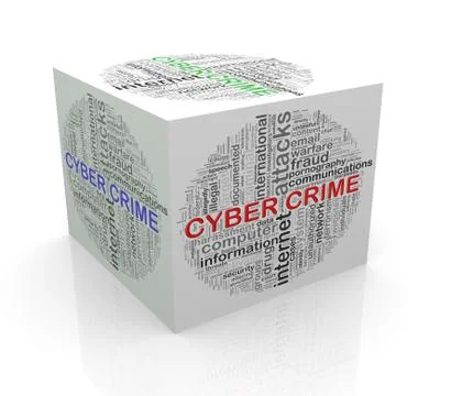 3d cube word tags wordcloud of cyber crime Stock Illustration