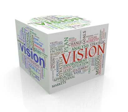 3d cube word tags wordcloud of vision Stock Illustration
