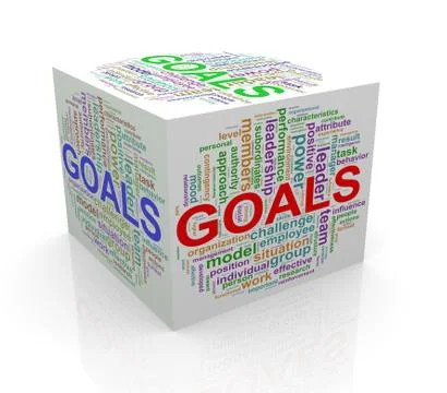 3d cube word tags wordcloud of goals Stock Illustration