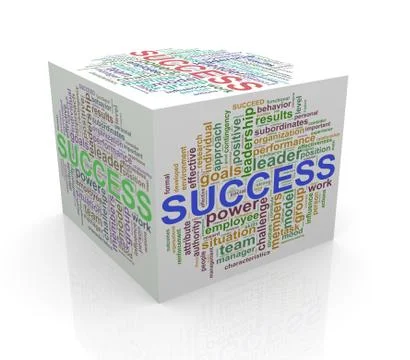 3d cube word tags wordcloud of success Stock Illustration