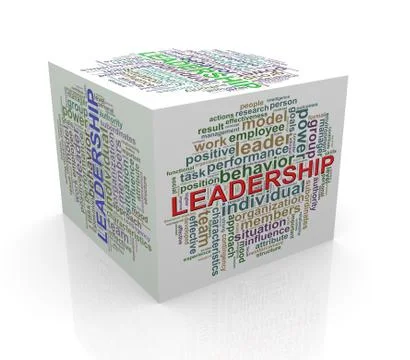 3d cube word tags wordcloud of leadership Stock Illustration