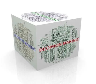 3d cube word tags wordcloud of decision making Stock Illustration