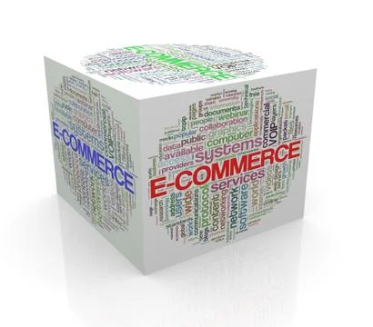 3d cube word tags wordcloud of e-commerce Stock Illustration