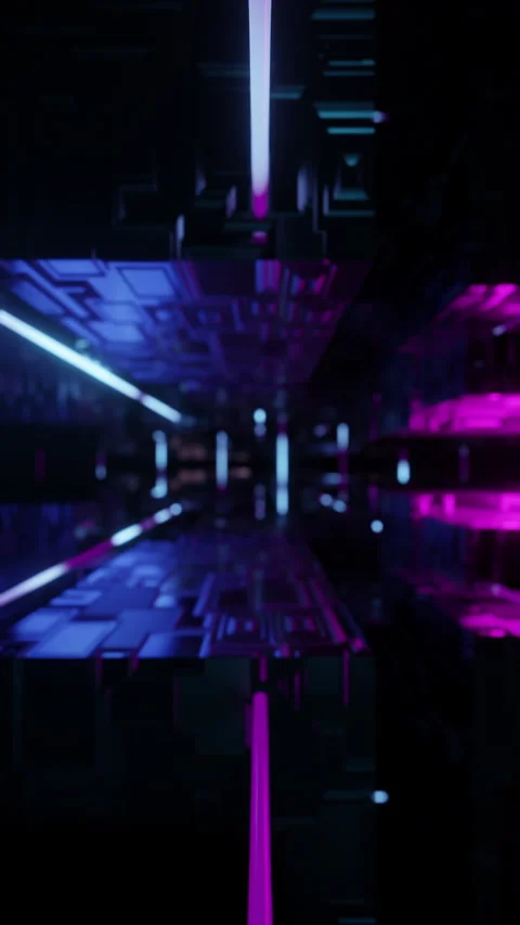 3d cubes and neon glowing lines Vidéo 245687308
