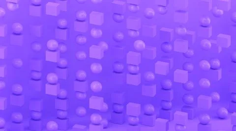 3d cubes and spheres. Abstract wallpaper. Falling geometric shapes. Stock-Illustration