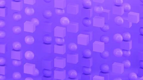 3d cubes and spheres. Abstract wallpaper. Falling geometric shapes. Stock-Illustration