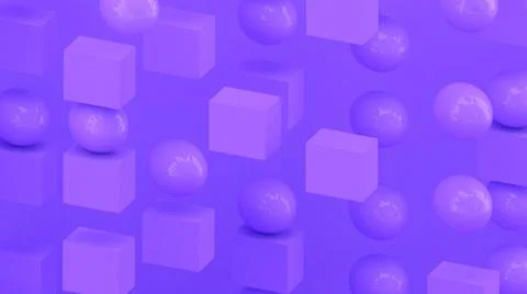 3d cubes and spheres. Abstract wallpaper. Falling geometric shapes. Stock-Illustration
