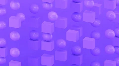 3d cubes and spheres. Abstract wallpaper. Falling geometric shapes. Stock-Illustration