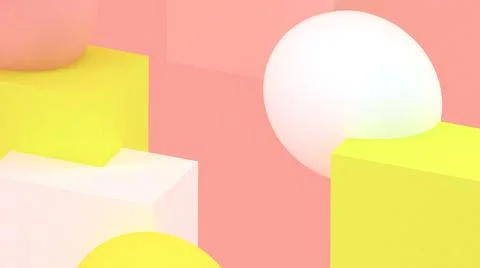 3d cubes and spheres background. Abstract wallpaper. Flying geometric shapes. Stock-Illustration