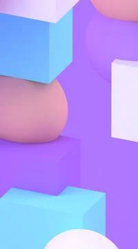 3d cubes and spheres background. Abstract wallpaper. Flying geometric shapes. Stock Illustration