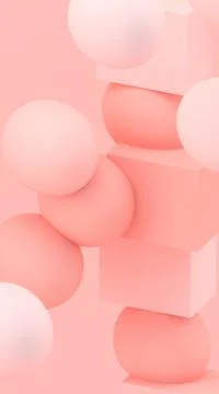 3d cubes and spheres background. Abstract wallpaper. Flying geometric shapes. Stock-Illustration