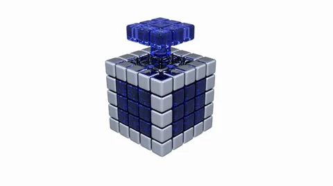 3D Cubes - Assembling Parts - Blue Vídeo Stock 24692611
