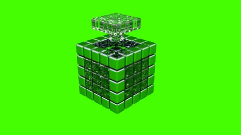 3D Cubes - Assembling Parts - Green Background Vídeo Stock 24692877