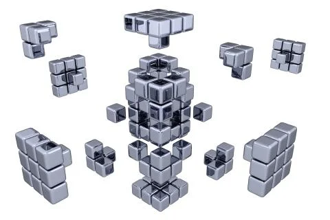 3D Cubes - Assembling Parts Stock Illustration