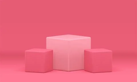 3d cubes box level podium squared promo product presentation studio backgroun Stock Illustration