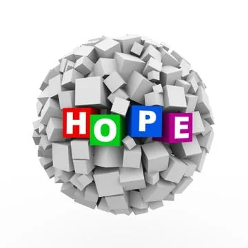 3d cubes boxes sphere ball - hope Stock Illustration