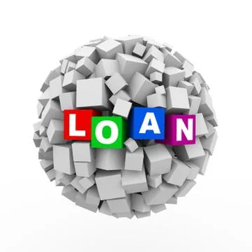 3d cubes boxes sphere ball - loan Stock Illustration