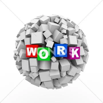 3d cubes boxes sphere ball - work Stock-Illustration
