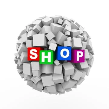 3d cubes boxes sphere ball - shop Stock Illustration