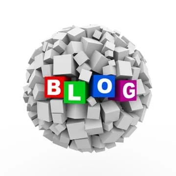 3d cubes boxes sphere ball - blog Stock Illustration