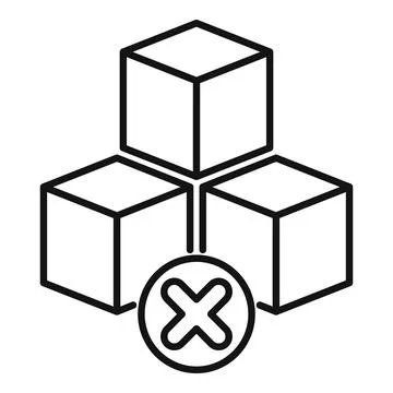 3d cubes with a cancel sign line art illustration 스톡 일러스트